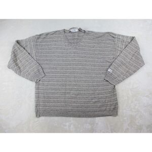 VINTAGE Izod Sweater Mens Large Brown International Tour V Neck Pullover Grandpa